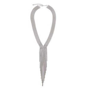 Silver Statement Fringe Chain Y-Necklace